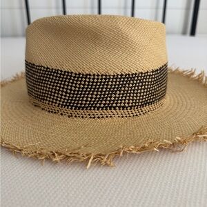 rag & bone Tan and Black Frayed Straw Hat